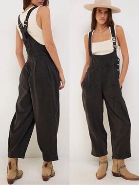 Free Peolple X We The Free Felix Tapered Overalls Black